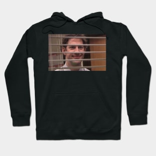 Jim Halpert Smiling Through Blinds Hoodie